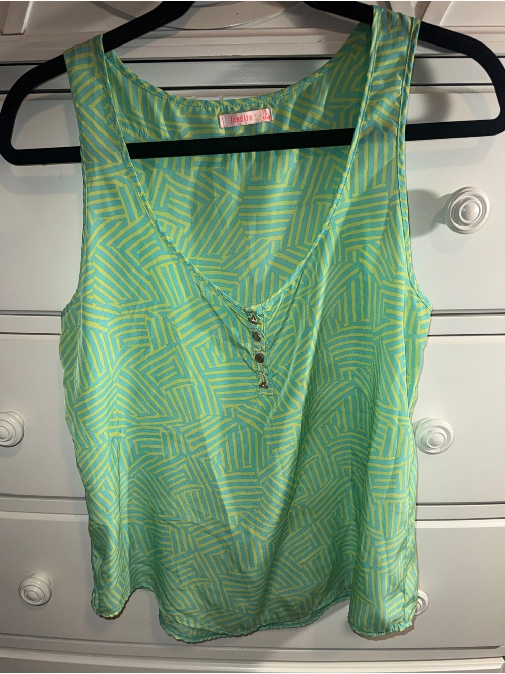 Inedita Green and Yellow Sz Large Tank Top